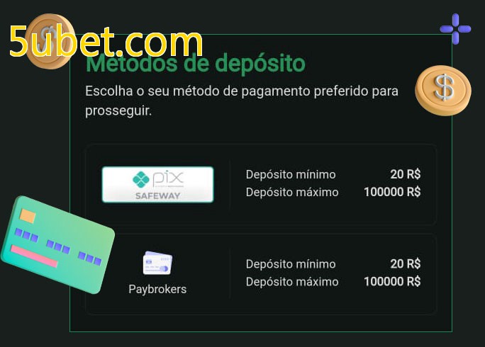 O cassino 5ubet.combet oferece uma grande variedade de métodos de pagamento